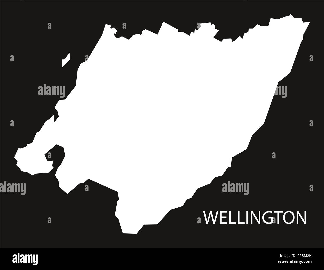 Wellington Nuova Zelanda mappa black invertito illustrazione silhouette Foto Stock