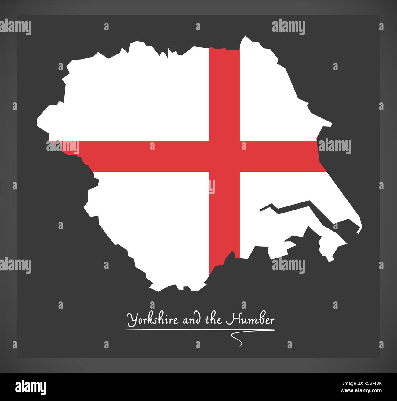 Yorkshire e Humber mappa con bandiera di Inghilterra illustrazione Foto Stock