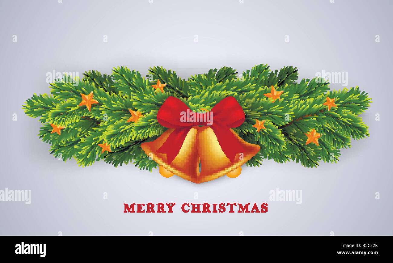 Merry Christmas gold campane concetto dello sfondo. Illustrazione realistica di buon Natale oro campane concetto vettoriale sfondo per web design Illustrazione Vettoriale