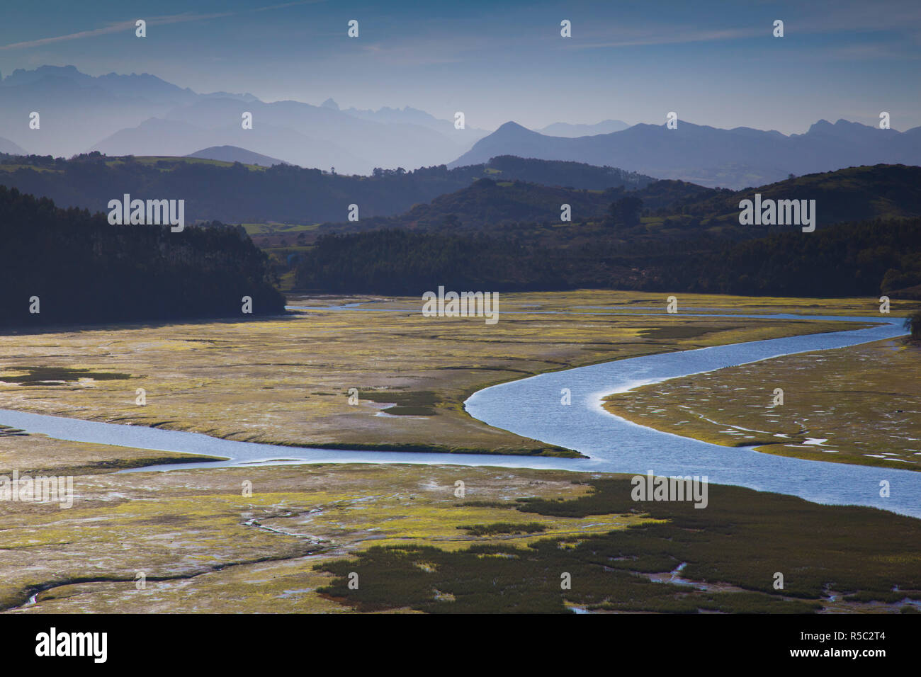 Spagna Cantabria regione Cantabria Provincia, San Vicente de la Barquera, estuario del fiume Foto Stock