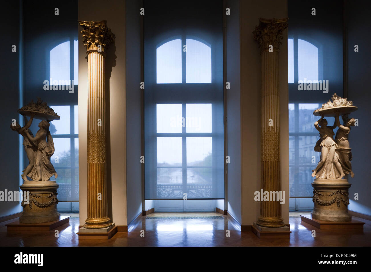 Francia, Parigi, Museo di Arti Decorative, dettaglio del rivestimento di pannelli di legno gallery Foto Stock