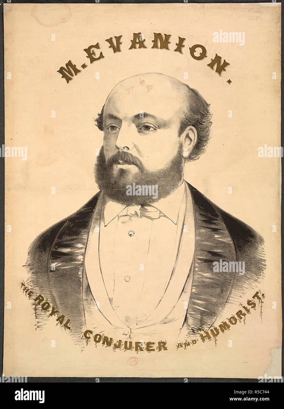 M. Evanion. Una collezione di opuscoli da locandine, e la miscella. Londra, 1800 - 1895. Henry Evans Evanion (c.1832-1905). Il prestigiatore reale, ventriloquo e umorista. Ritratto. Immagine presa da una raccolta di opuscoli da locandine e stampati vari in materia di intrattenimento in stile vittoriano e la vita di tutti i giorni. Originariamente pubblicato/prodotto in London, 1800 - 1895. . Fonte: Evan.2589a,. Lingua: Inglese. Foto Stock