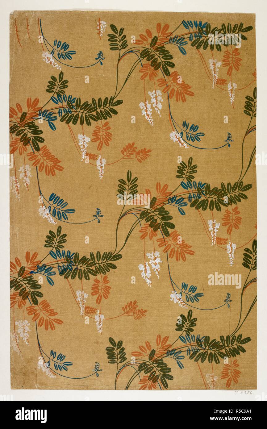 Blockprint ( giapponese). Design floreale. . (L'Olga Hirsch collezione di carte decorate. Blockprints: Giappone). Il Giappone. Fonte: Hirsch J.3456. Foto Stock