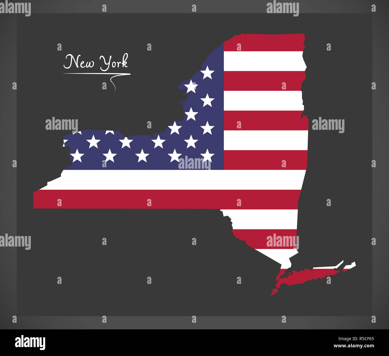 New York mappa con American bandiera nazionale illustrazione Foto Stock