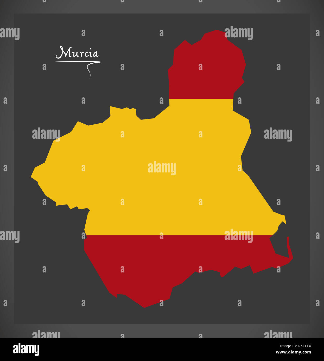 Mappa di Murcia con lo spagnolo bandiera nazionale illustrazione Foto Stock