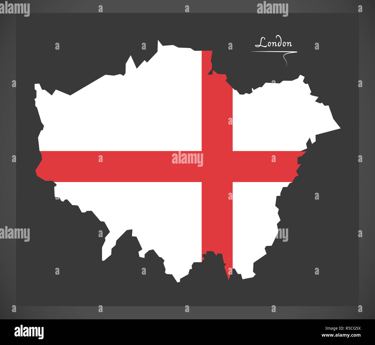 Mappa di Londra con bandiera di Inghilterra illustrazione Foto Stock