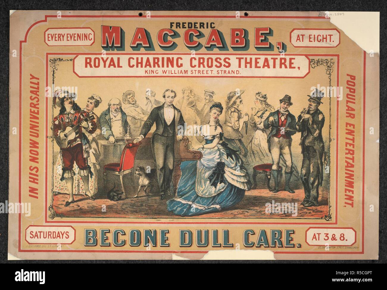Charing Cross Theatre. Frederic MacCabe ogni sera alle otto. Royal Charing Cross Theatre nel suo ormai universalmente intrattenimento popolare vattene noiosa cura. Una collezione di opuscoli da locandine e stampati vari in materia di intrattenimento in stile vittoriano e la vita di tutti i giorni. Londra, [1871]. Fonte: Evan.2589. Lingua: Inglese. Autore: Evanion, Henry. Foto Stock