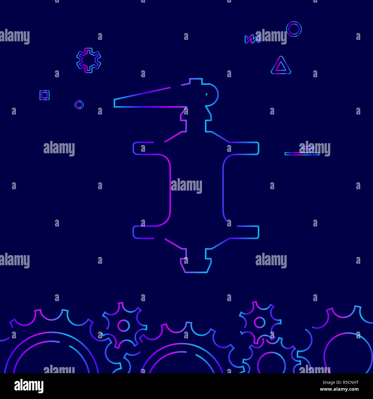 Bike mozzo posteriore Icona linea. Noleggio di parte di ricambio simbolo gradiente, il pittogramma, segno. Sfondo blu scuro. Luce geometrica astratta sfondo. Relative Botto Foto Stock