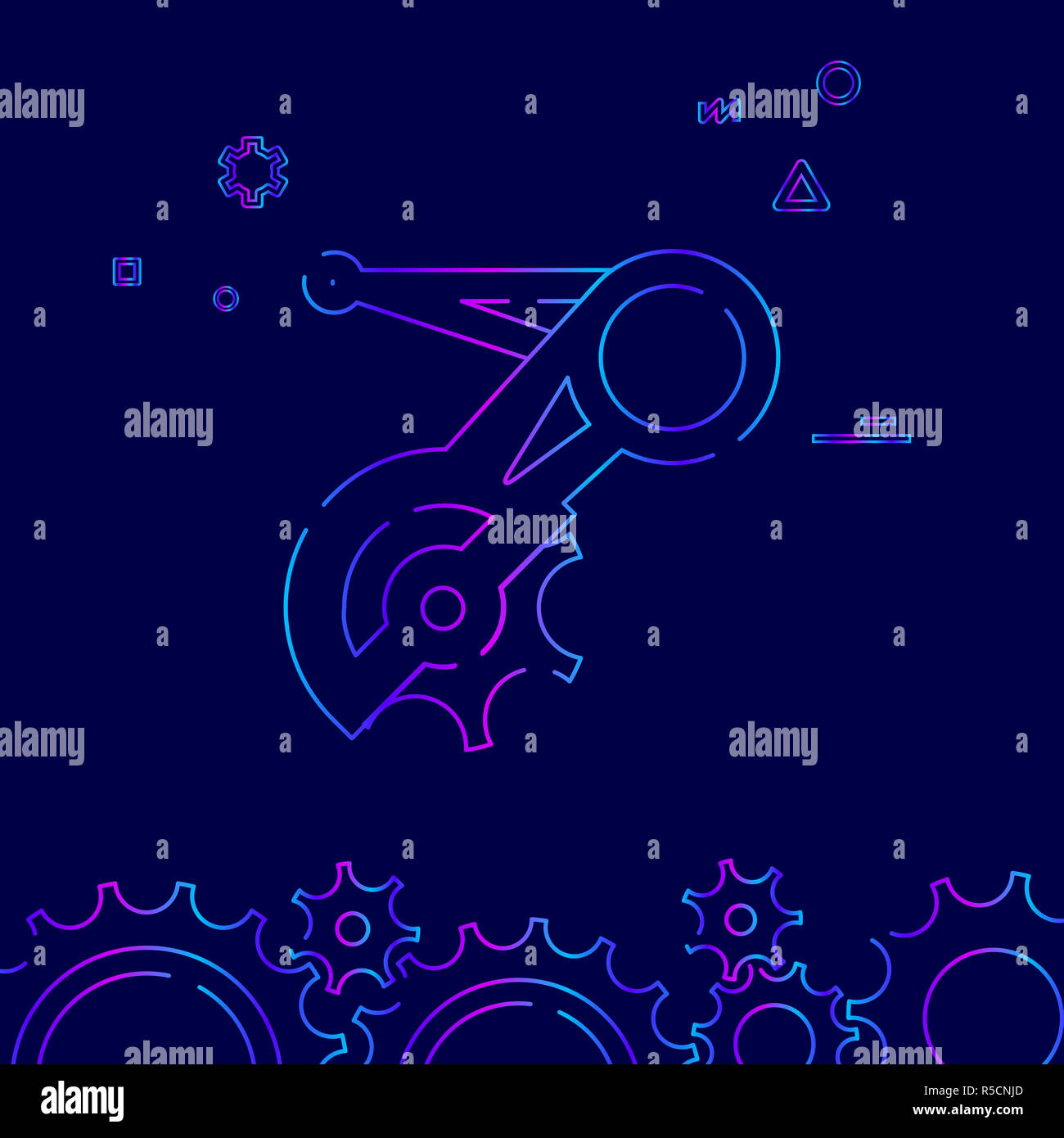 Bike deragliatore posteriore Icona linea. Noleggio di parte di ricambio simbolo gradiente, il pittogramma, segno. Sfondo blu scuro. Luce geometrica astratta sfondo. Correlare Foto Stock
