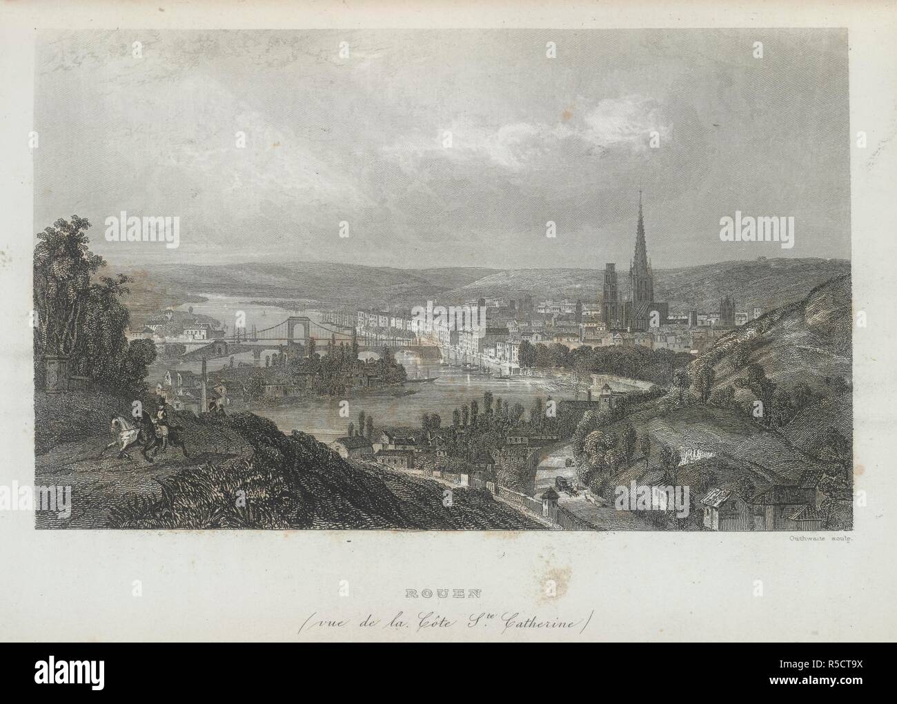 Rouen. Voyage de Paris à la Mer ... Descrizione historiqu. Parigi, [1847.]. Vue de la Cà"te Ste. Catherine. Immagine presa da Voyage de Paris à la Mer Descrizione historique des Villes, Bourgs, villaggi et des Bords de la Seine. OrnÃ© d'onu grand nombre de vignette dessinÃ©es sur les lieux par Morel-Fatio et Daubigny, ecc. Originariamente pubblicato/prodotto in Parigi, [1847.]. . Fonte: 10170.bb.41 opposta 48. Lingua: Francese. Autore: Janin, Jules Gabriel. Outhwaite. Foto Stock