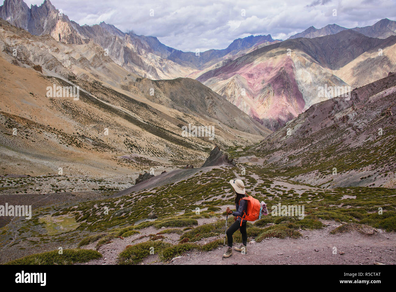 Arcobaleno di colori in Zanskar montagne, Dundunchen La Pass, Ladakh, India Foto Stock