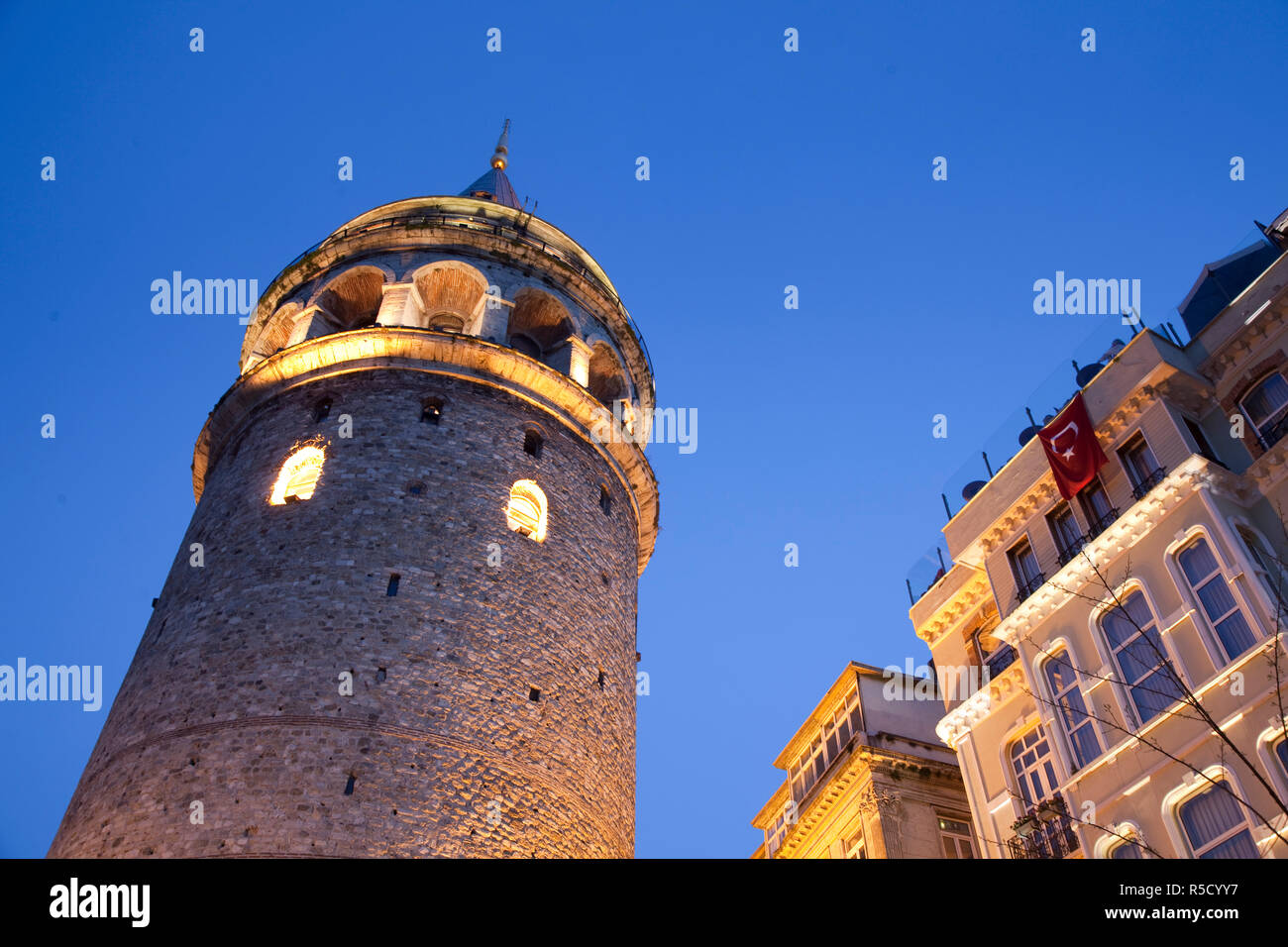 Torre di Galata, area di Beyoglu, Istanbul, Turchia Foto Stock