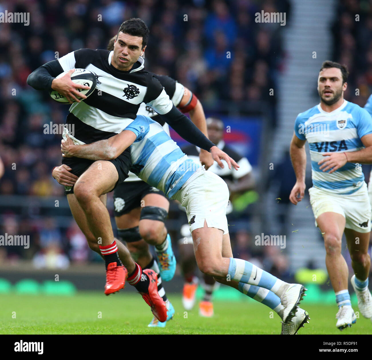 Londra, UK, 1 dicembre, 2018. Jack Debreczeni (capi) dei barbari durante il Killik Cup tra i barbari e Argentina a Twickenham Stadium , Londra, Inghilterra il 01 Dic 2018. Credit: Azione Foto Sport/Alamy Live News Foto Stock