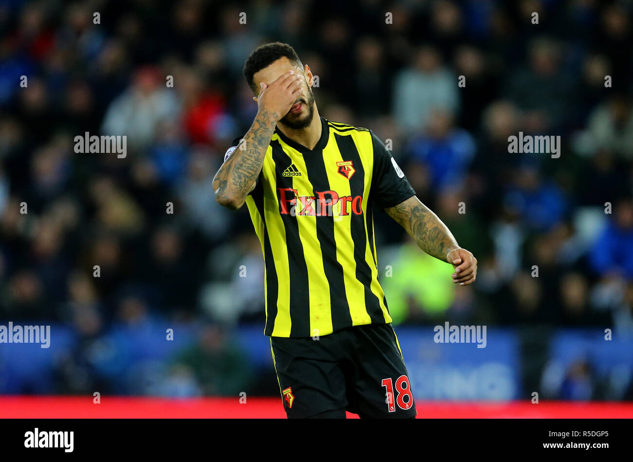Leicester, Regno Unito. Il 1 dicembre 2018. Andre grigio di Watford durante il match di Premier League tra Leicester City e Watford al King Power Stadium il 1 dicembre 2018 a Leicester, Inghilterra. (Foto di Leila Coker/phcimages.com) Credit: Immagini di PHC/Alamy Live News Foto Stock