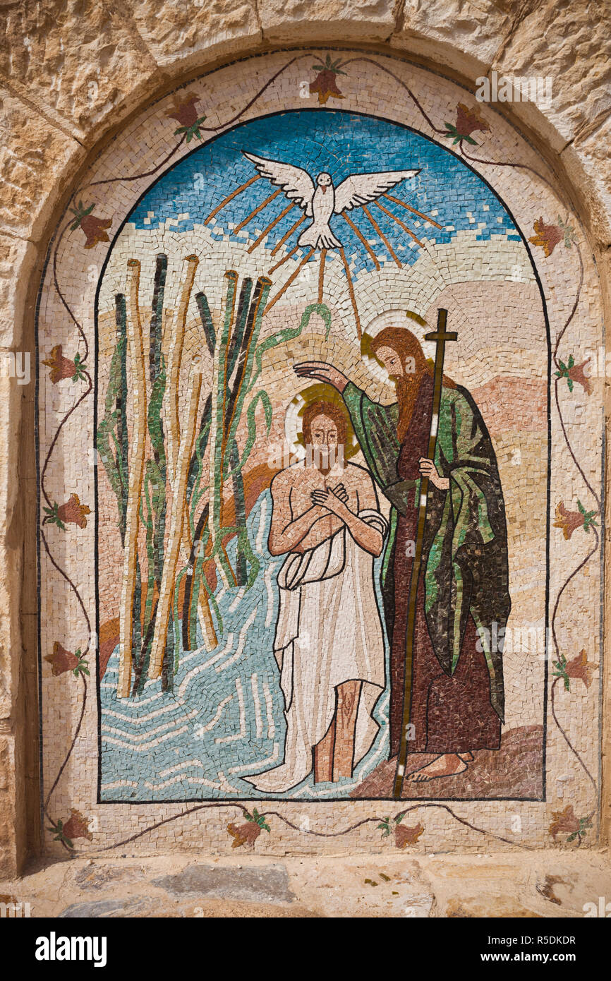 Giordania, Jordan River Valley, Bethany-Beyond-The-Jordan-Al-Maghtas, sito battesimale di Gesù Cristo, l'arte religiosa Foto Stock