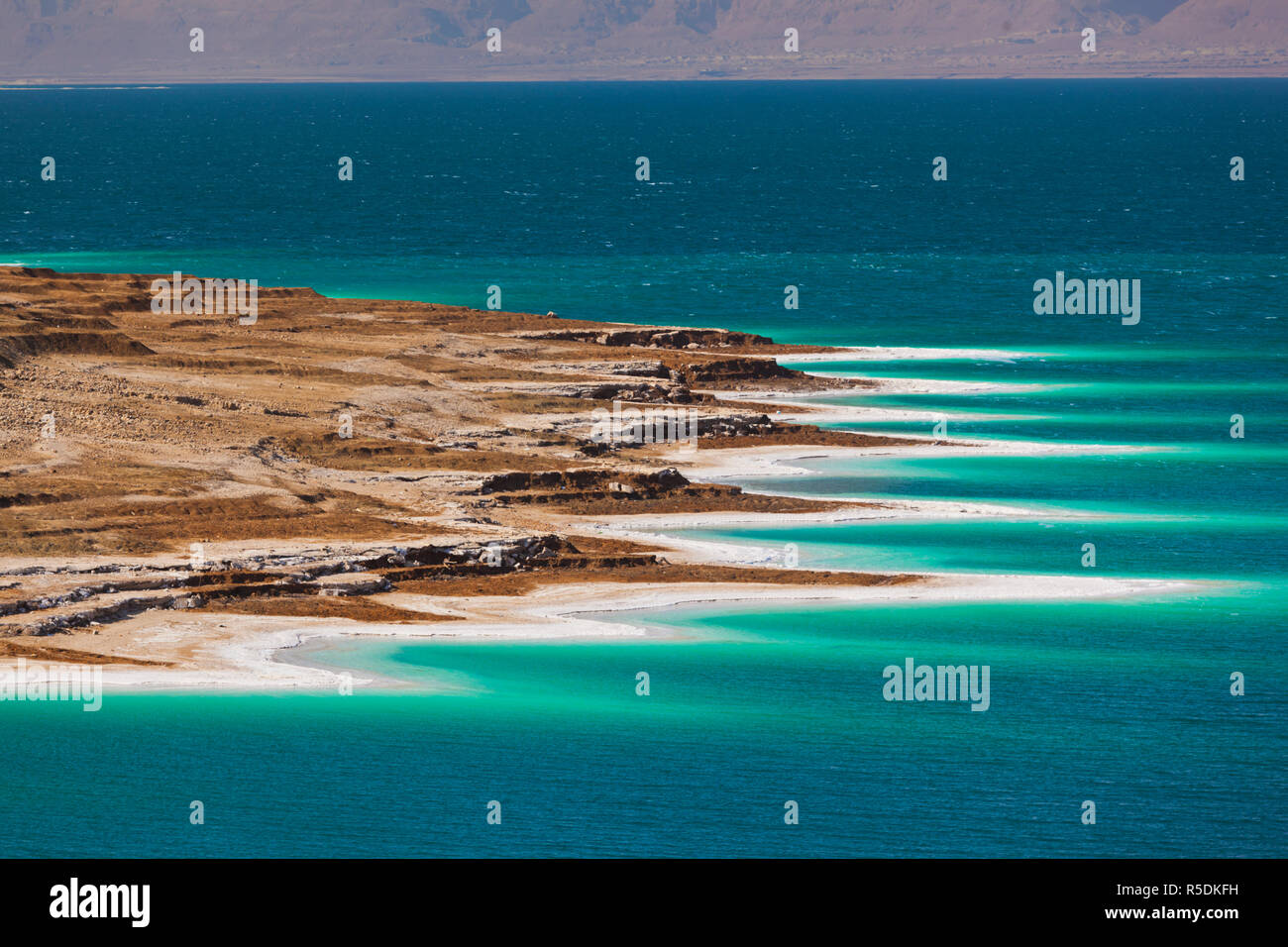 Giordania, il Mar Morto, Mazraa, seascape dalla città di cloruro di potassio Foto Stock