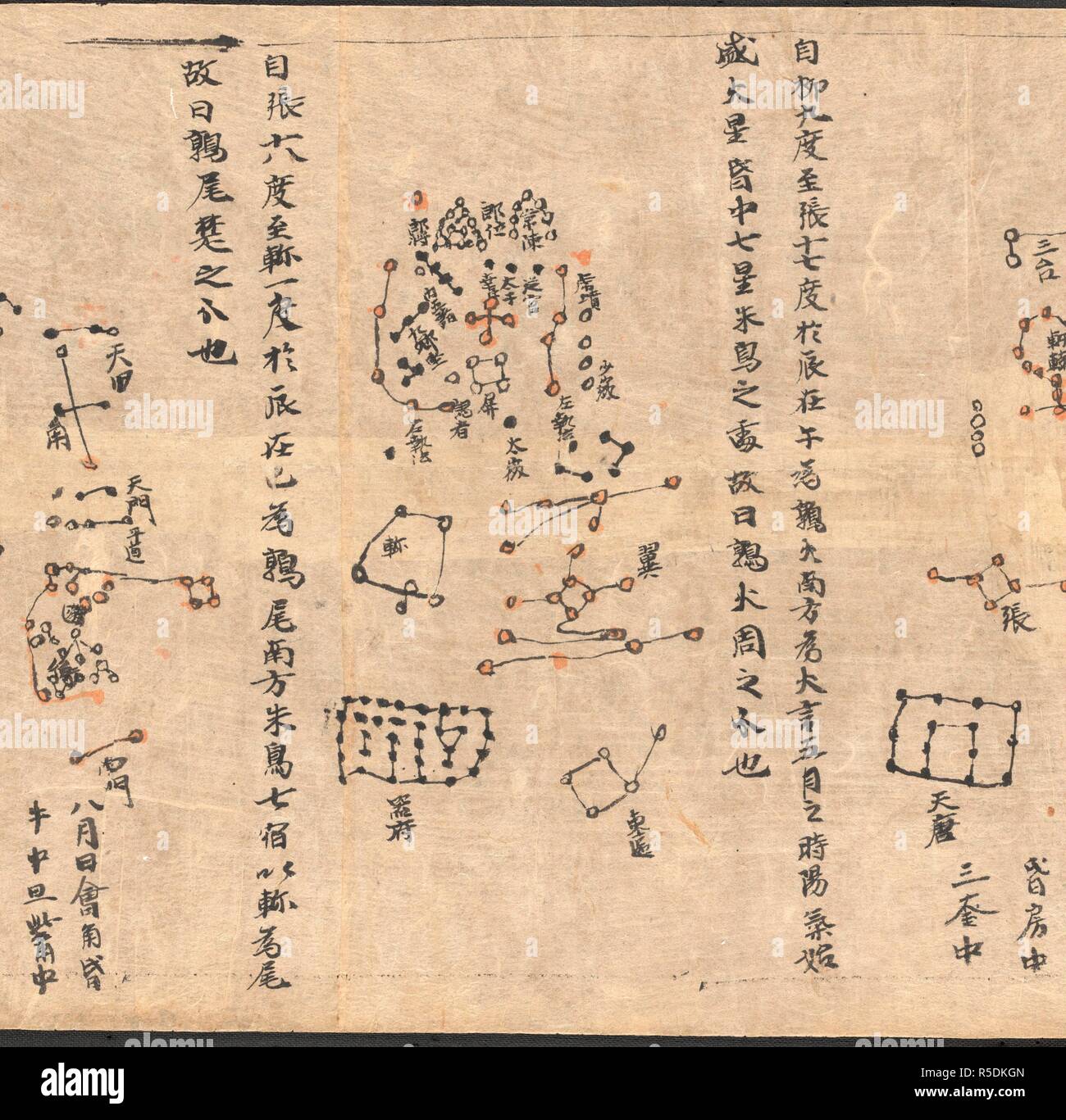 Il cinese Scorri mappa raffigurante il cielo notturno visto dall emisfero nord. Essa è suddivisa secondo le stazioni del pianeta Giove in 12 sezioni. Star mappe da Dunhuang. Cina, dinastia Tang (618-906). Fonte: o.8210/S.3326 R.2.(6). Foto Stock