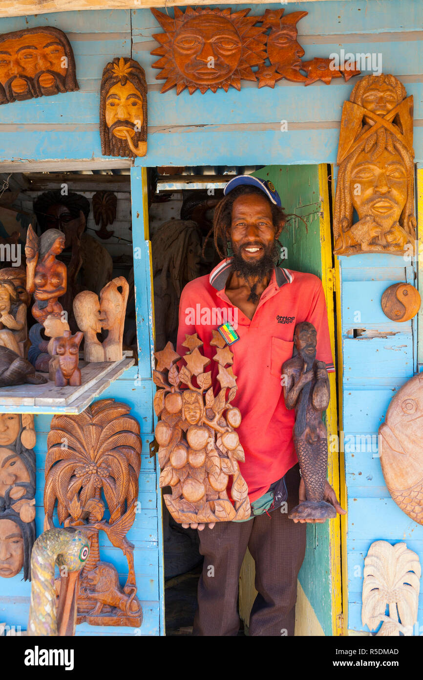 Artista locale, Negril, Westmoreland Parish, in Giamaica, Caraibi, signor Foto Stock