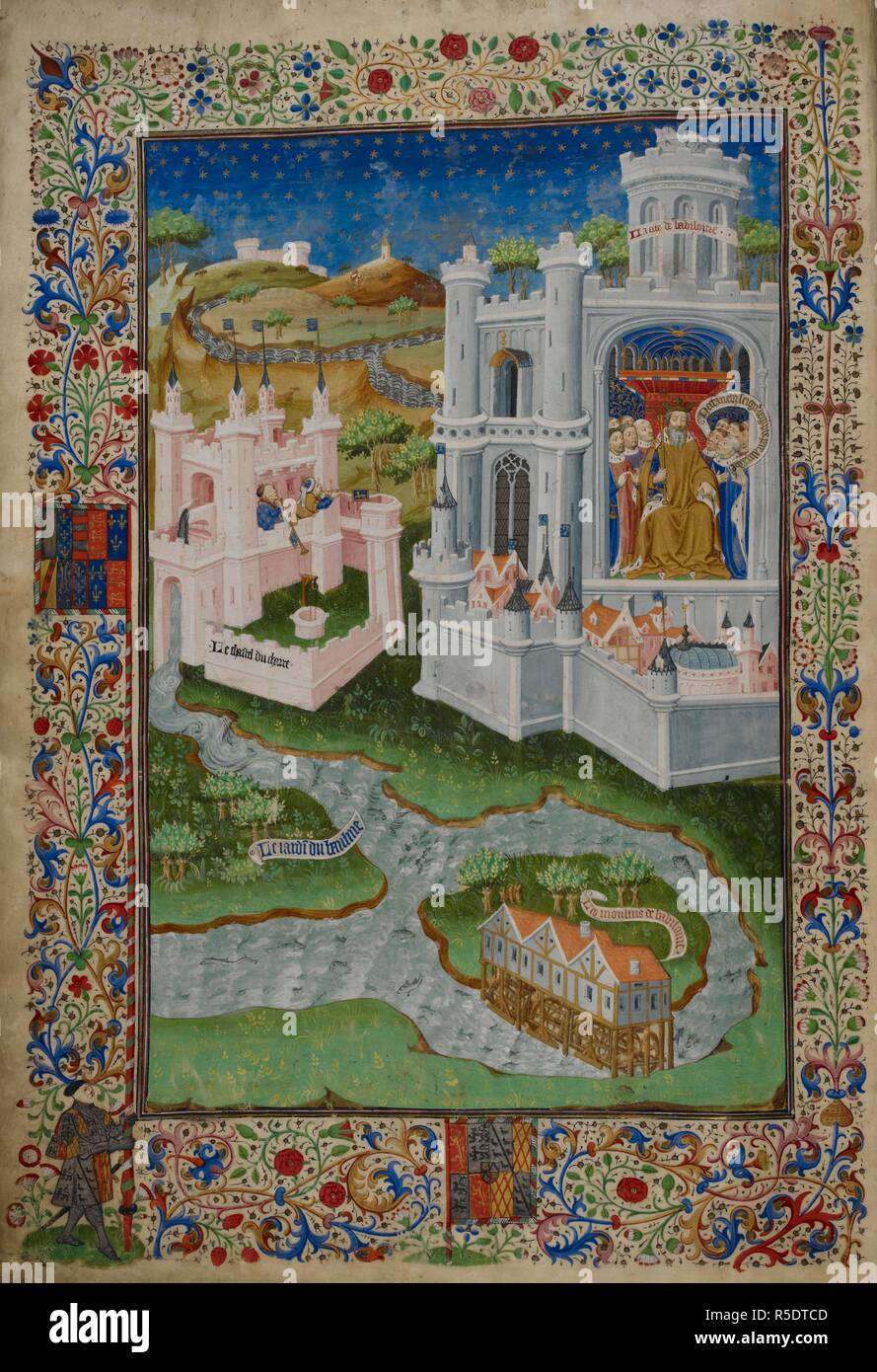 Nectanebus in Babilonia. . Il libro di Shrewsbury. Poesie e romanzi, &c., in francese. Rouen, 1444 - 45. Fonte: Royal 15 E. VI, f.4v. Lingua: Francese. Foto Stock
