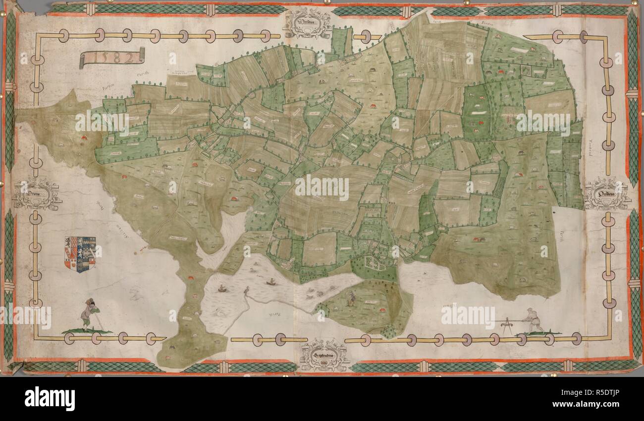 Questa è una mappa della parrocchia di Smallburgh in Norfolk. Esso risale al 1582 ed è opera di John Darby, che era attivo come un map maker tra 1582 e 1594. È significativo in quanto è uno dei primi inglese mappe locali per essere attirata da una scala coerente. È insolitamente buone condizioni che è probabilmente dovuta al fatto che essa non essendo mai stato visualizzato a causa del suo stato incompiuto. Non vi è alcun titolo, più il nome di un campo di pannelli sono lasciati vuoti e qualche decorazione è solo a matita. In aggiunta a queste omissioni non è numerico o alfabetico a chiave il terrier, scritto il registro delle tenute, th Foto Stock