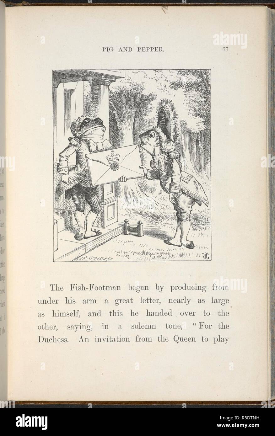 La rana Fante offre l'invito. . Alice nel Paese delle Meraviglie. Con quaranta due illustrazioni di John Tenniel. Londra : Macmillan & Co., 1866 [1865]. Fonte: C.59.g.11, pagina 77. Foto Stock