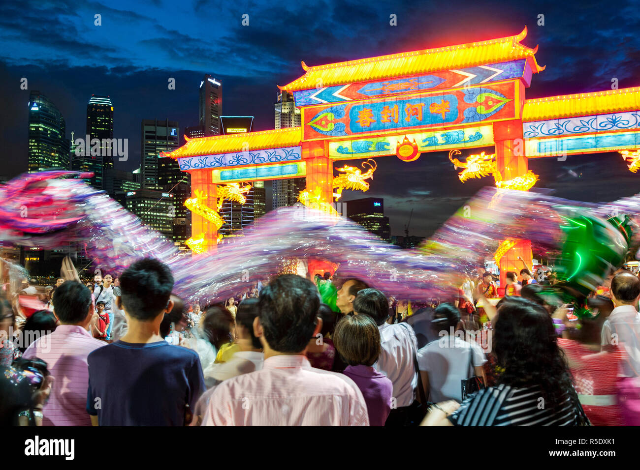 Fiume Hongbao decorazioni per il Capodanno cinese di Marina Bay, Singapore Foto Stock