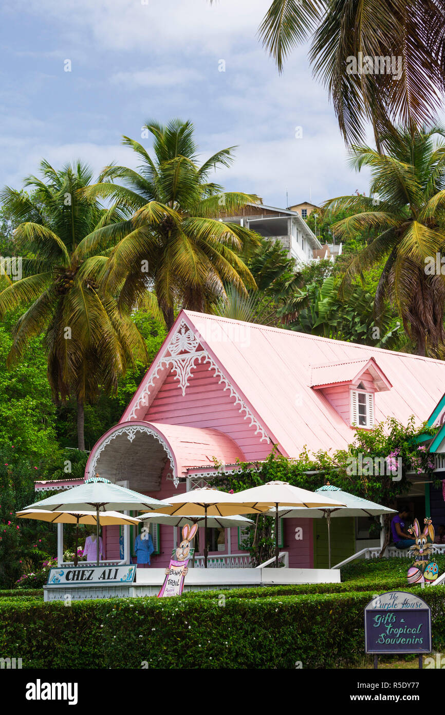 Saint Vincent e Grenadine, Mustique, Britannia Bay, negozio di paese Foto Stock