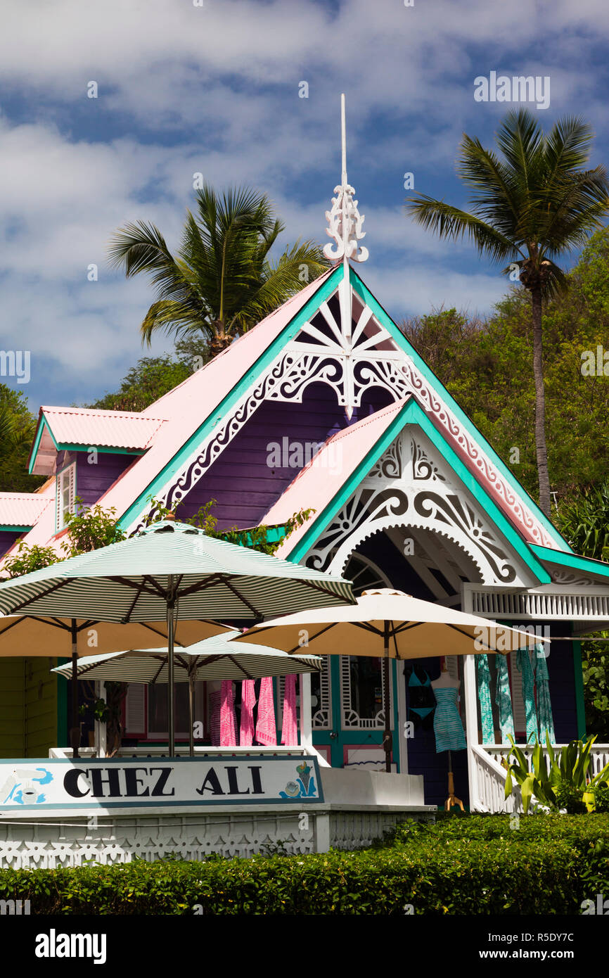 Saint Vincent e Grenadine, Mustique, Britannia Bay, negozio di paese Foto Stock