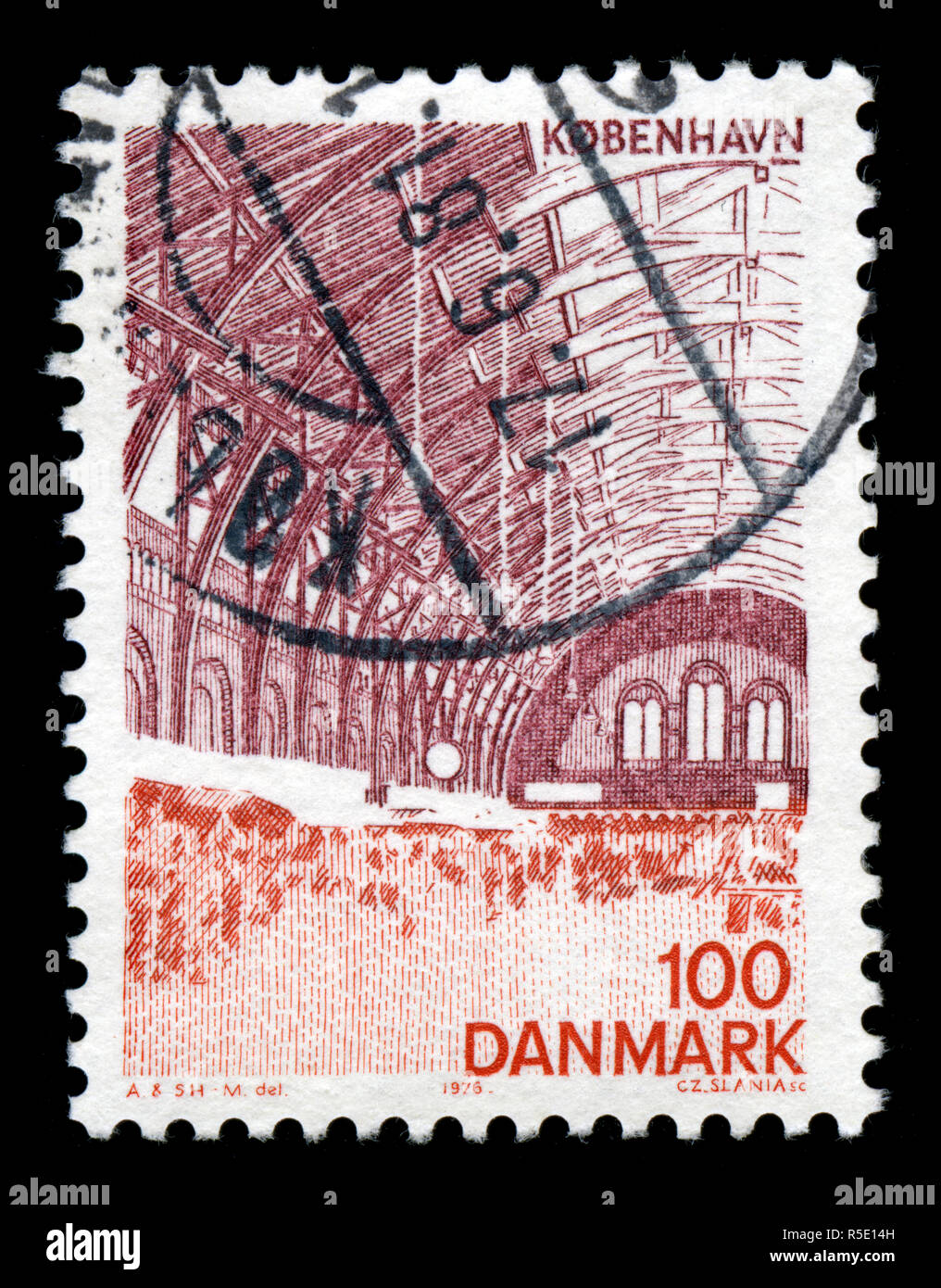 Francobollo dalla Danimarca a Copenaghen serie viste rilasciato in 1976 Foto Stock