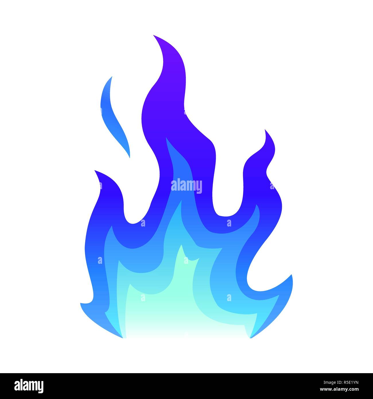 Blue fire piatto icona vigili del fuoco di fiamma illustrazione vettoriale. fiamma blu o campfire isolato su bianco Illustrazione Vettoriale