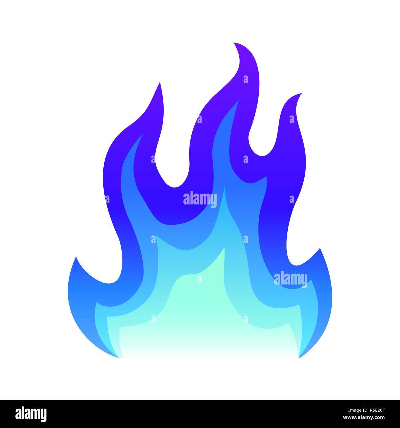 Blue fire piatto icona vigili del fuoco di fiamma illustrazione vettoriale. fiamma blu o campfire isolato su bianco Illustrazione Vettoriale