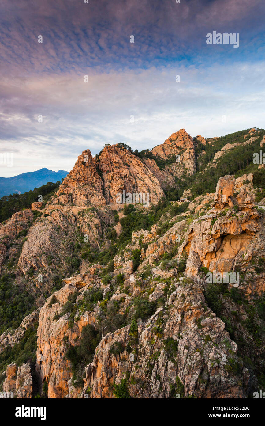 Francia, Corsica, Corse-du-Sud dipartimento, regione Calanche, Porto, red rock paesaggio delle Calanche Foto Stock
