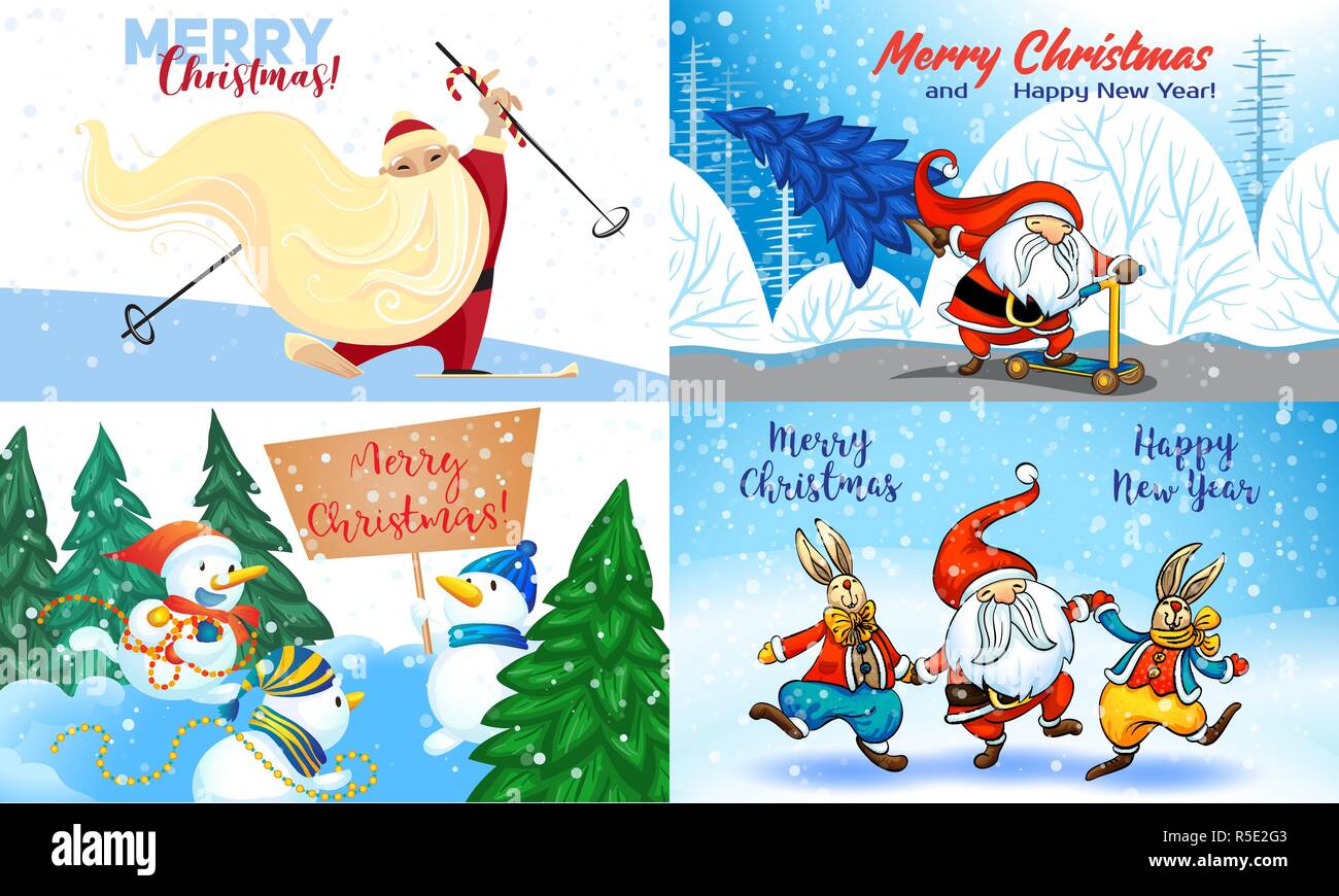 Banner di Natale set. Cartoon illustrazione del vettore di Natale set di banner per il web design Illustrazione Vettoriale