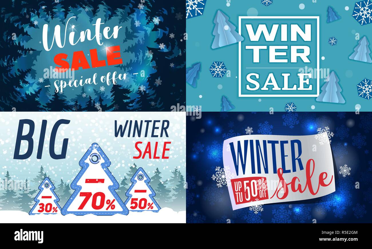 Inverno vendita banner set. Cartoon illustrazione di inverno vendita vettore set di banner per il web design Illustrazione Vettoriale
