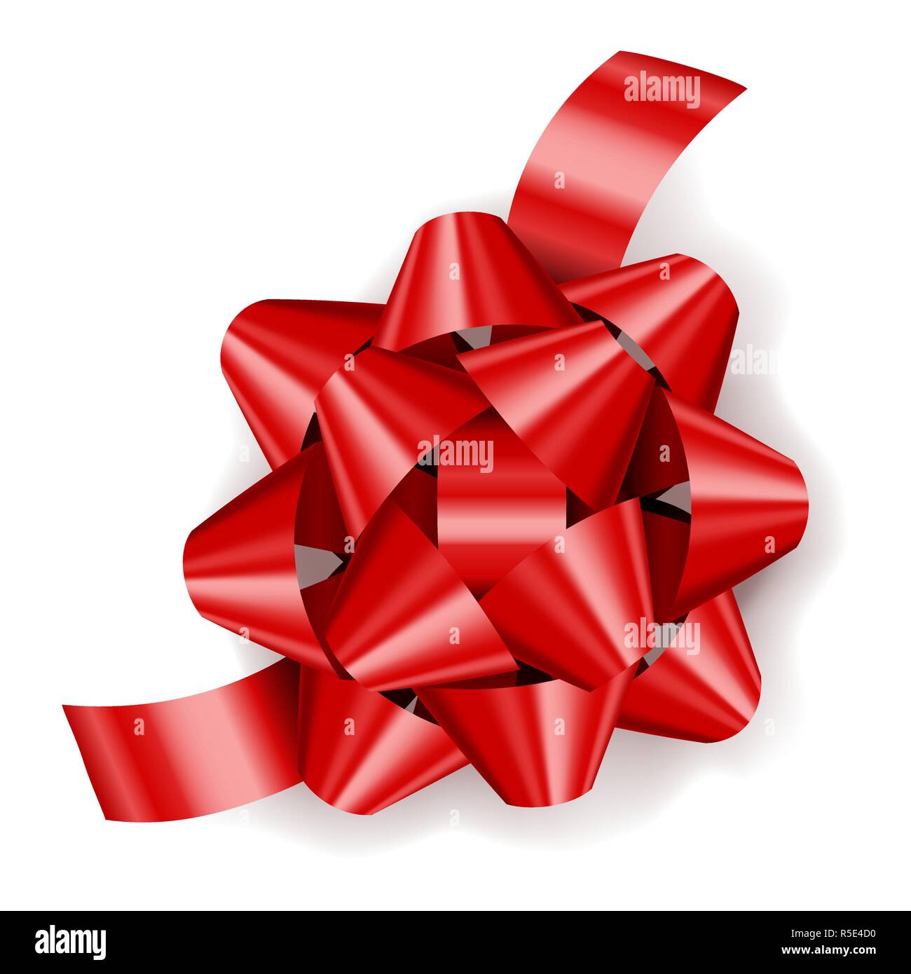 Rosso dono realistico prua con nastro, decorazione di regali Illustrazione Vettoriale
