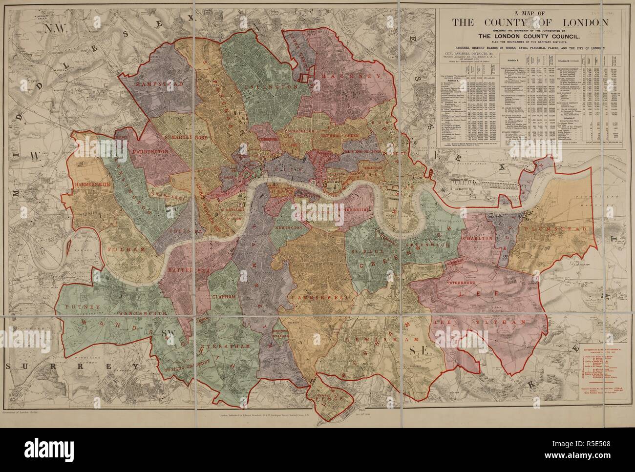 Schizzo della Londra Distretto postale. Schizzo della Londra distretto postale, con le sue suddivisioni. [Da] E. Stanford. Londra, 1856. Fonte: Mappe 3485.(12). Autore: Stanford, Edward. Foto Stock