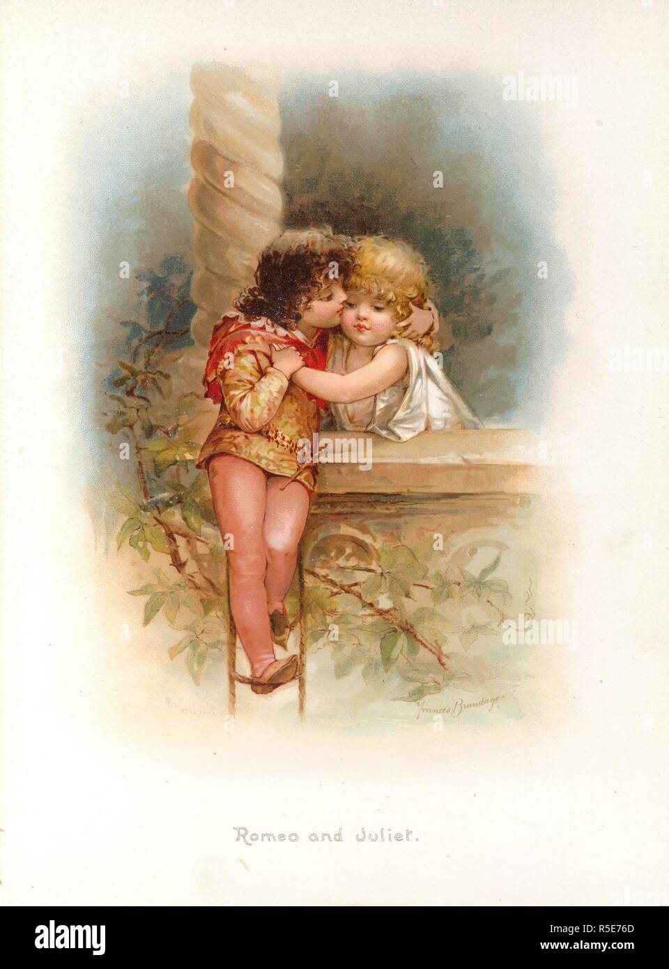 Romeo e Giulietta. I bambini Shakespeare ... Illustrato ... Edi. Raphael  Tuck & Sons: Londra, [1897.]. Illustrazione raffigurante due bambini come "Romeo  e Giulietta". Immagine presa da bambini illustrato di Shakespeare a