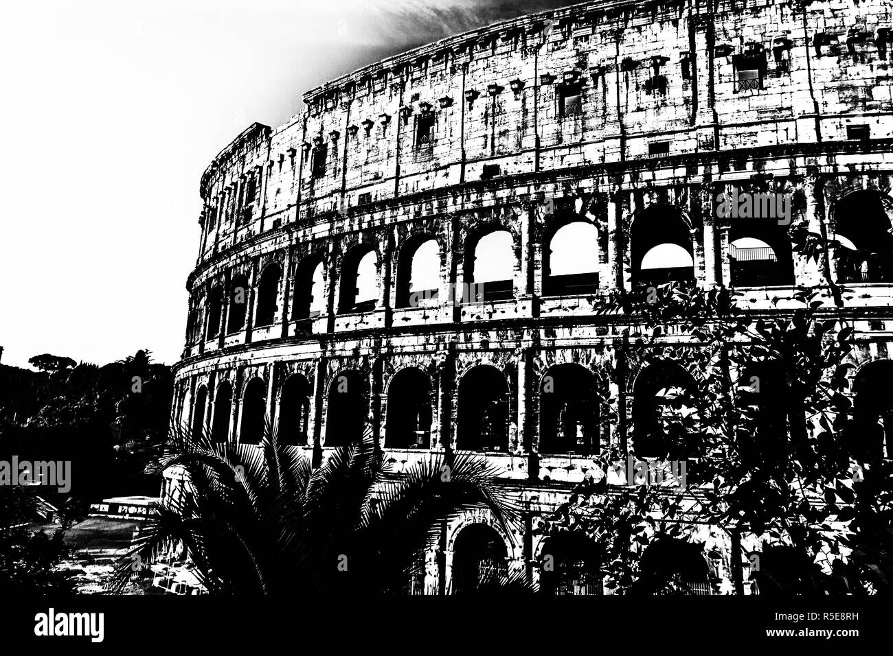 Il Colosseo vista dettagliata in stile retrò, Roma, Italia Foto Stock