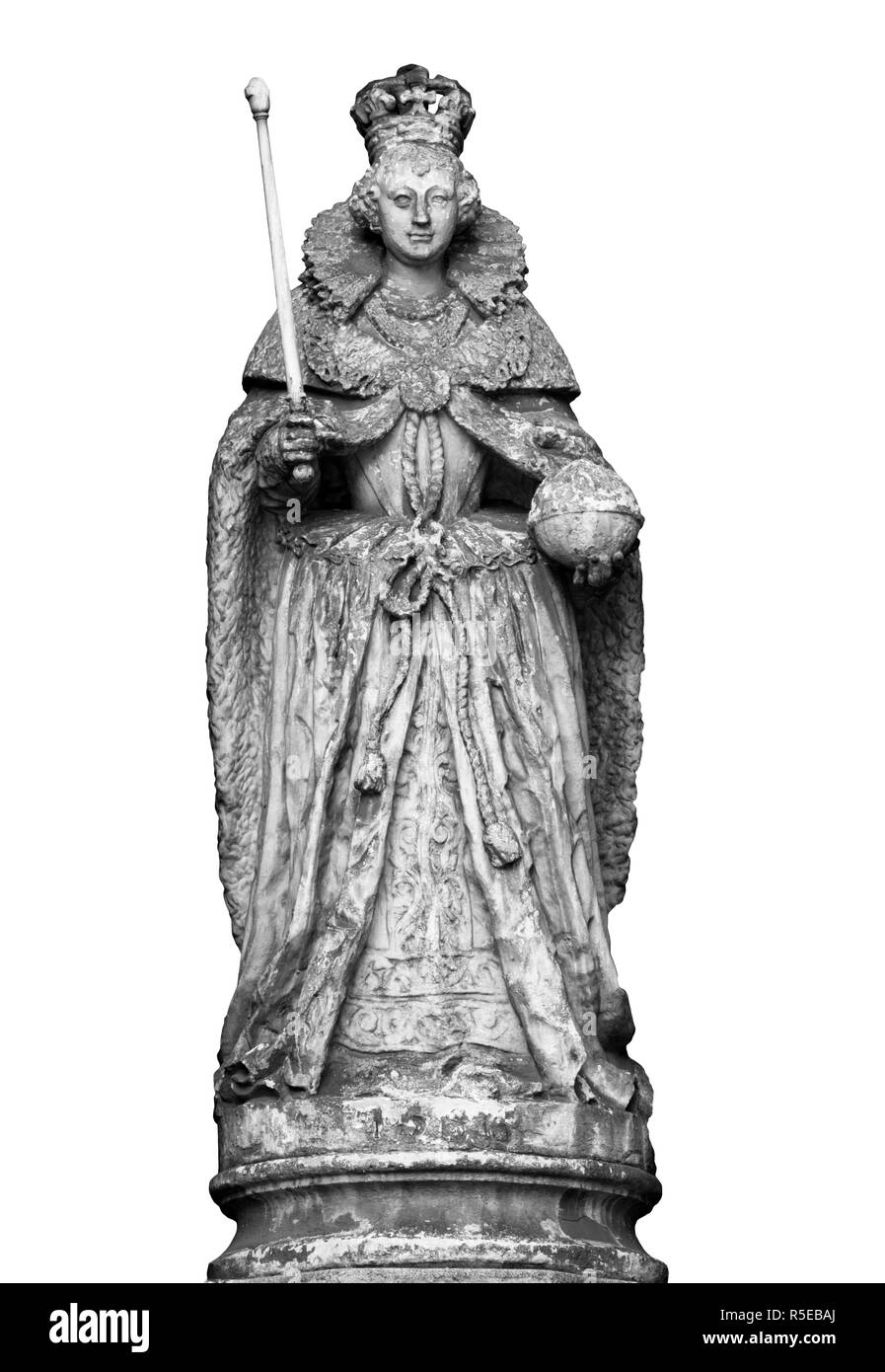 La statua della regina Elisabetta 1 è al di sopra della porta sacrestia della chiesa di St-Dunstans-In-The-ovest in Fleet Street a Londra, Inghilterra Foto Stock