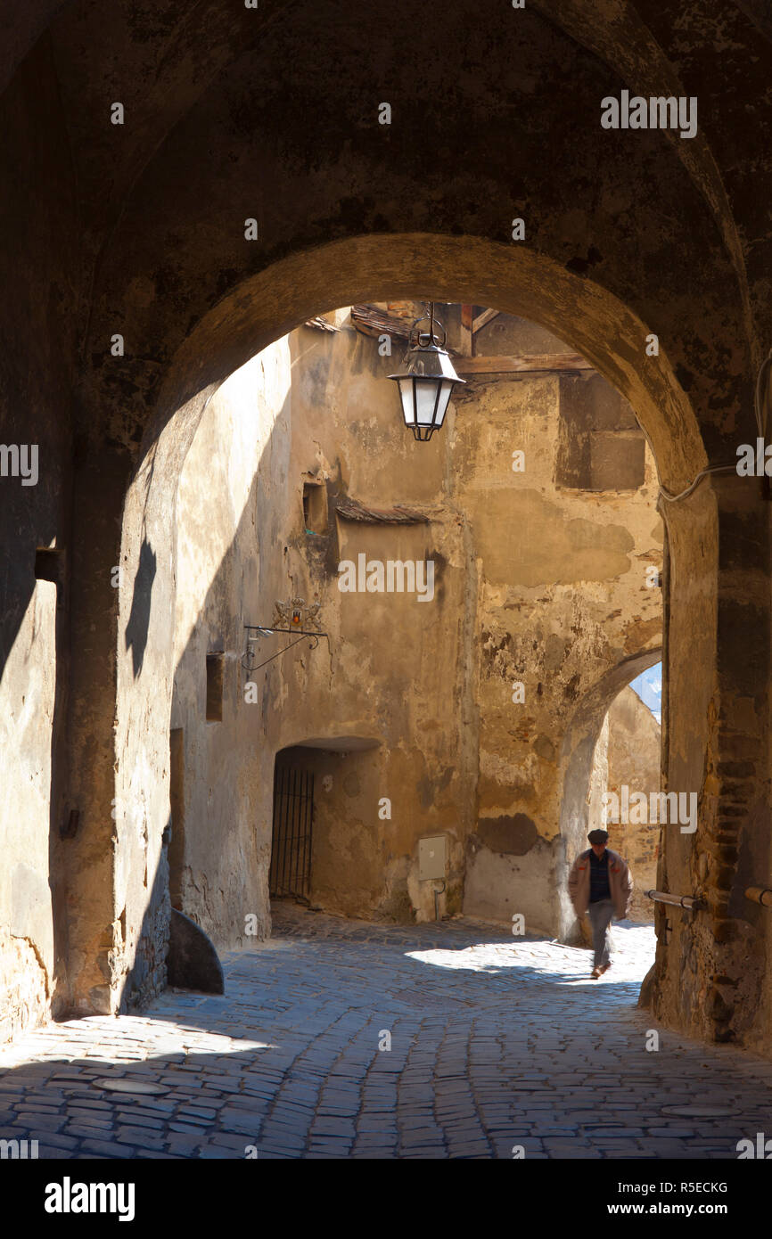 Clock Tower Gateway, Città Vecchia medievale, Sighisoara, Transilvania, Romania Foto Stock