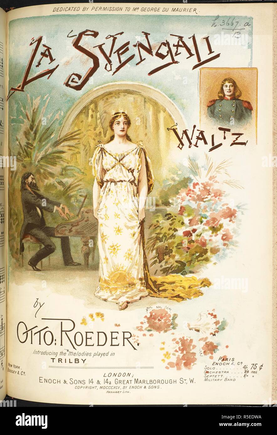 Coperchio di musica mostra Svengli. La Svengali. Valzer, introducendo le melodie hanno giocato in 'Trilby'. Londra : Enoch & Sons, 1895. Fonte: h.3667.a.(13). Autore: Roeder, Otto. Foto Stock