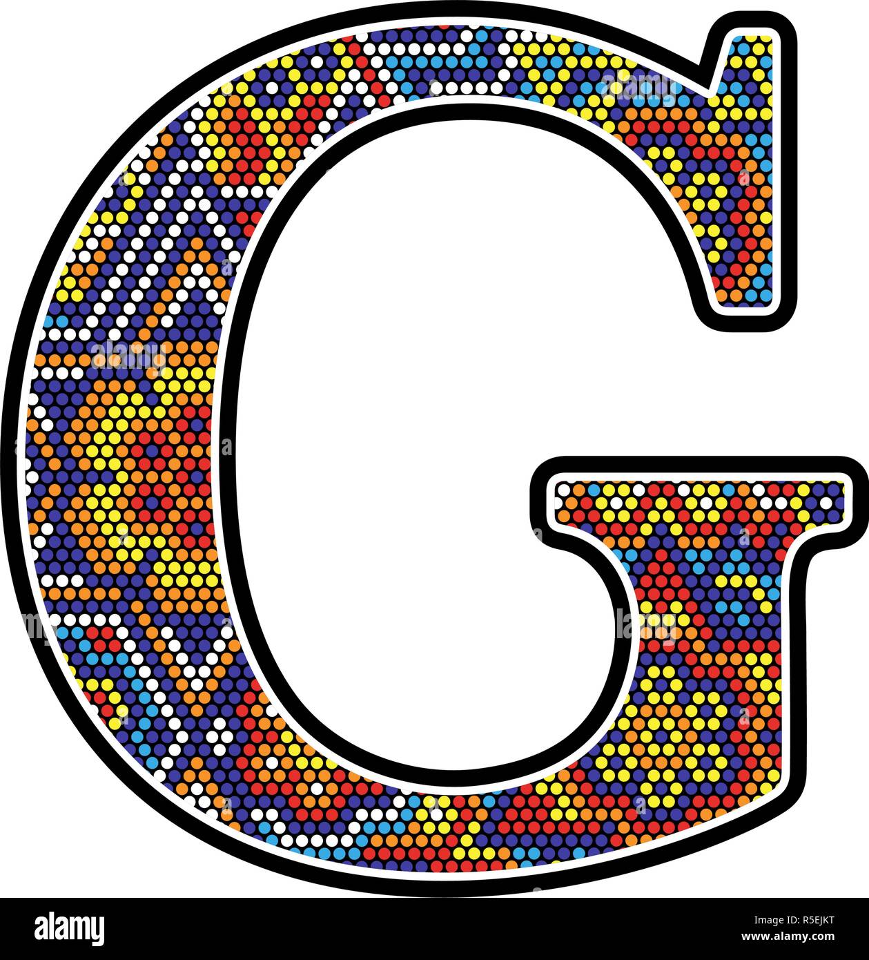 Iniziale g con puntini colorati disegno astratto messicano con huichol  stile arte Immagine e Vettoriale - Alamy