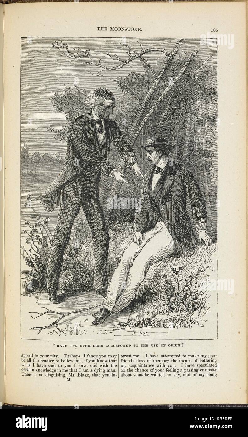 "Avete mai stati abituati al gusto di oppio!". La pietra di luna ... Con numerose illustrazioni. New York : Harper & Bros, 1868. Fonte: 1600/514 pagina 185. Autore: Collins Wilkie (William). Foto Stock