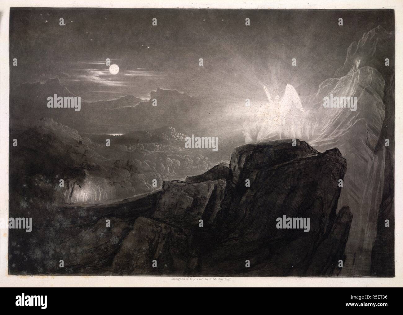 Illustrazione dal Paradiso perduto. Il Paradiso Perduto di Milton, con illustrazioni progettato e inciso da John Martin. S. Prowett: Londra, 1827. Fonte: 643.m.18 volume 1 libro 4, opposta a pagina 146. Lingua: Inglese. Foto Stock