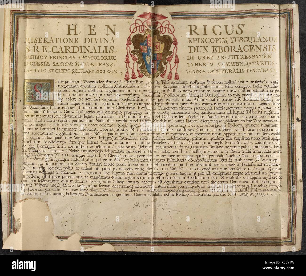 Un documento relativo alle vicende della chiesa. Carte di Henry, il Cardinale Duca di York, relative alle questioni della Chiesa, soprattutto in Italia e soprattutto per la sua diocesi di Frascati. circ. 1750-1807. Fonte: Aggiungi. 30473, SS14v-15. Foto Stock
