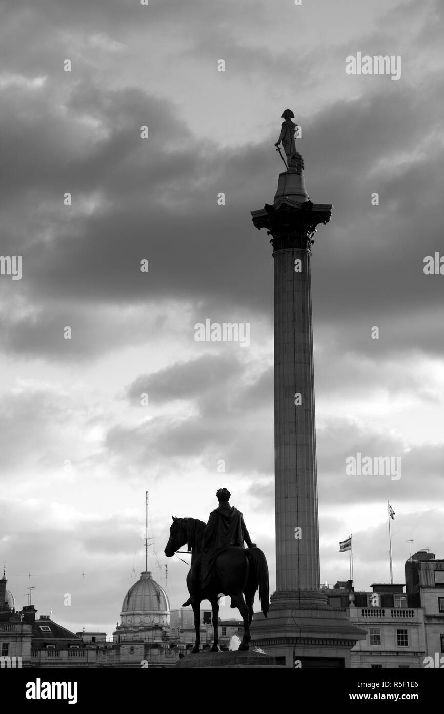 Nelson la colonna, Trafalgar Square, Londra, Inghilterra Foto Stock