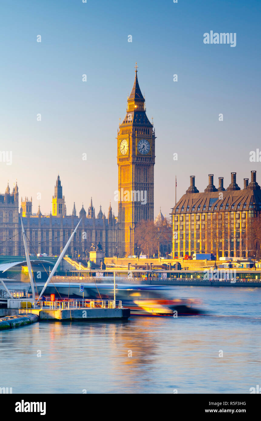 Regno Unito, Inghilterra, Londra, il Tamigi e il Big Ben Foto Stock