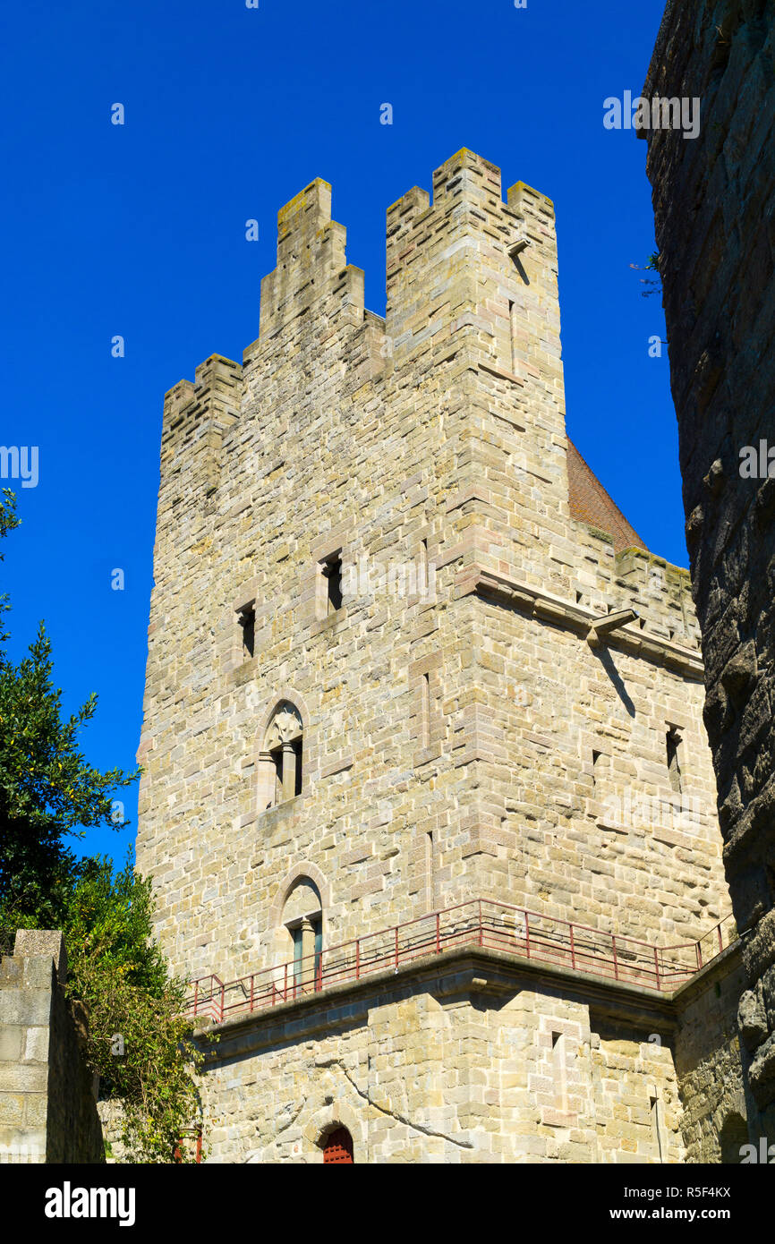 Interno torre la storica fortezza in Carcassonne Foto Stock