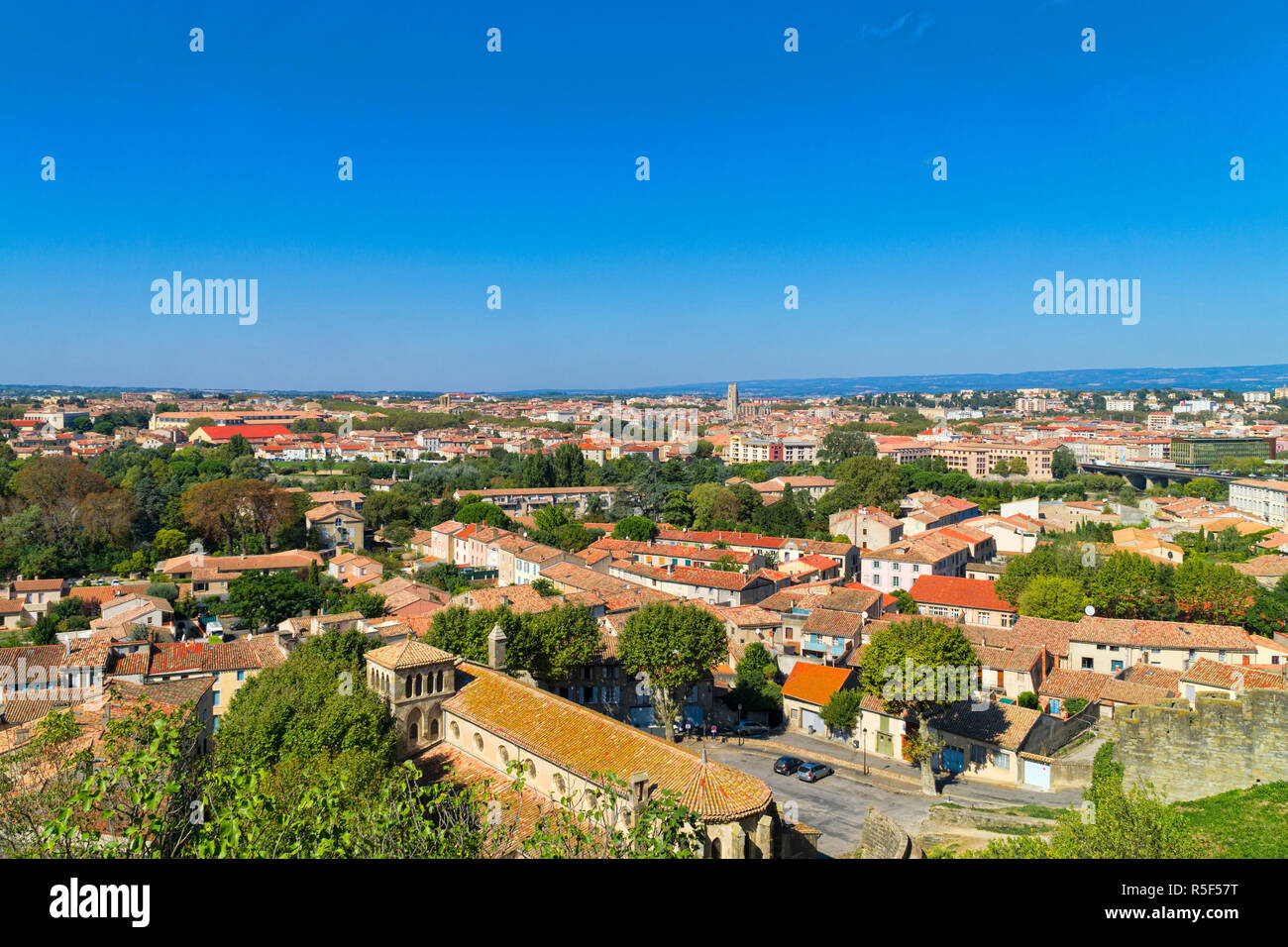 Vista della città di Carcassonne nel languedoc-roussilon regione nel sud della Francia Foto Stock