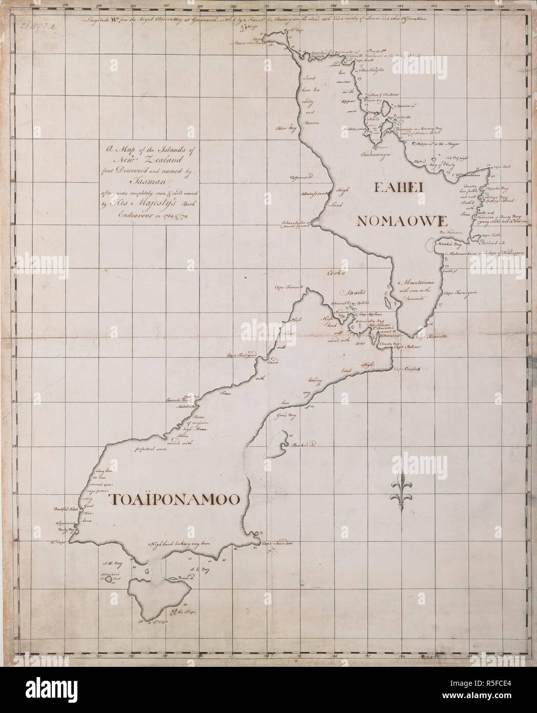 Nuova Zelanda, dal sig. Molineux, master del 'adoperano.". I grafici e le mappe realizzate nel corso di viaggi di scoperta nel sud dell'Oceano Pacifico da Samuel Wallis, comandante della 'Delfino', nel 1767; Lieut. James Cook, comandante della "Endeavour", nel 1769 e 1770; e Matthew Flinders, seconda lieut. e George Bass, chirurgo, della "Resistenza", in 1798, 1799. c.1770. Fonte: Aggiungi. 21593 E. Autore: Molineaux, il sig. Foto Stock